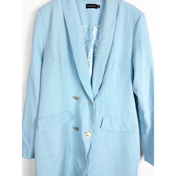 PrettyLittleThing Double Breasted Asymmetric Blazer Dress Size 10 Baby Blue - Picture 10 of 14